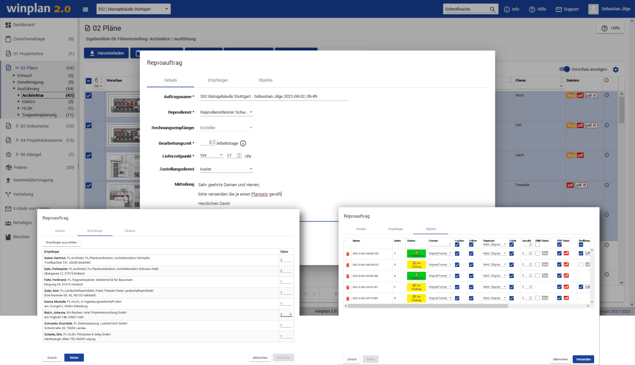 Screenshot Reportaufträge