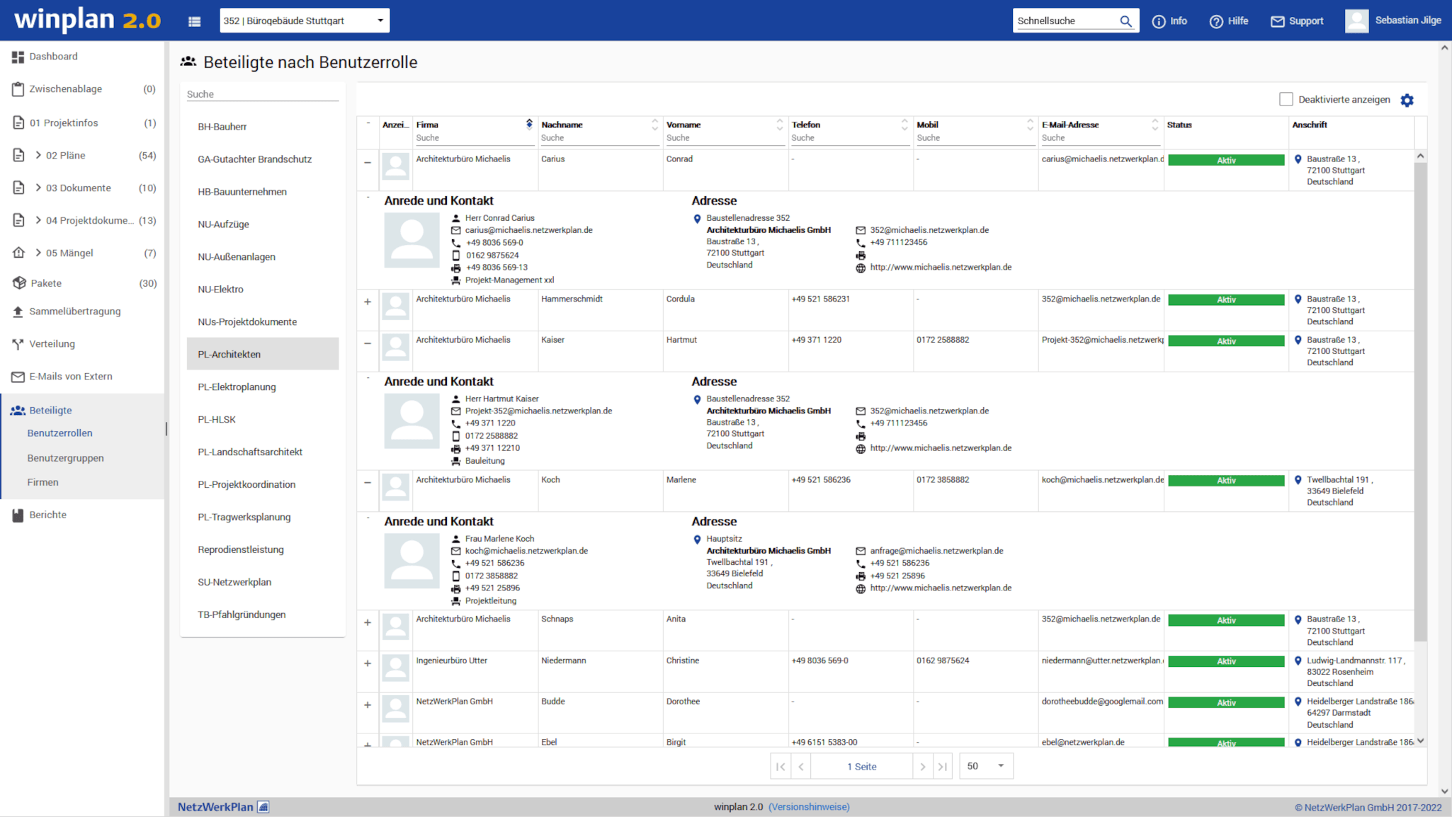 Screenshot Kooperation im Projektteam