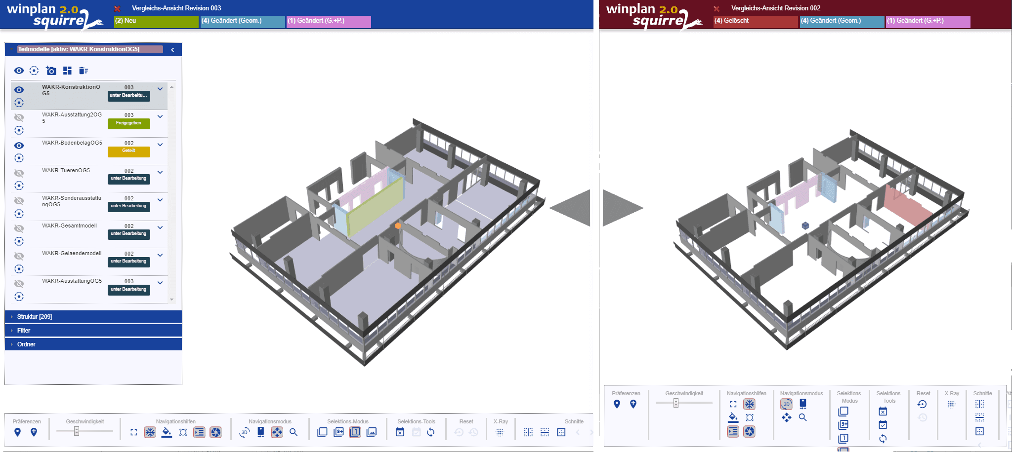 Screenshot BIM Versionsvergleich