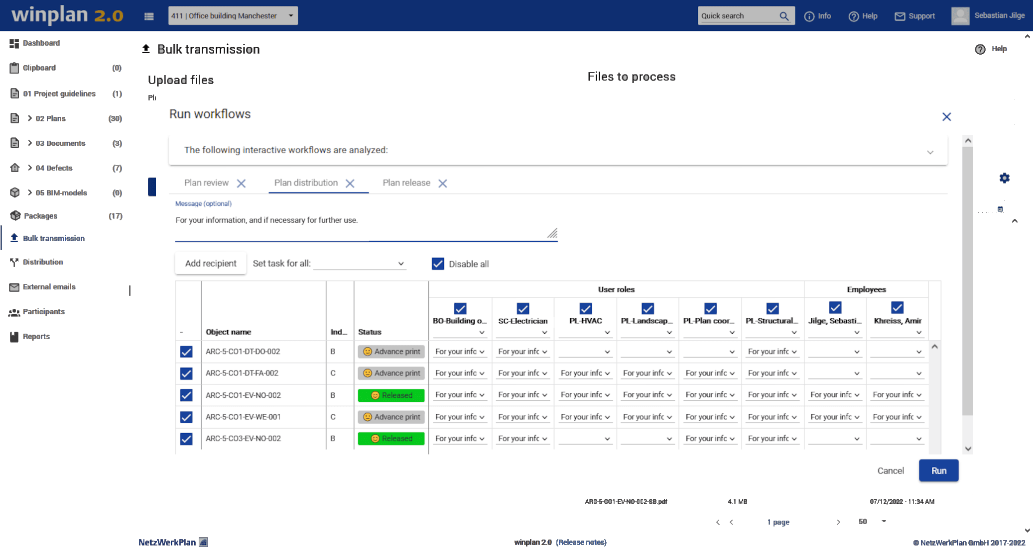 Screenshot Plan and document distribution