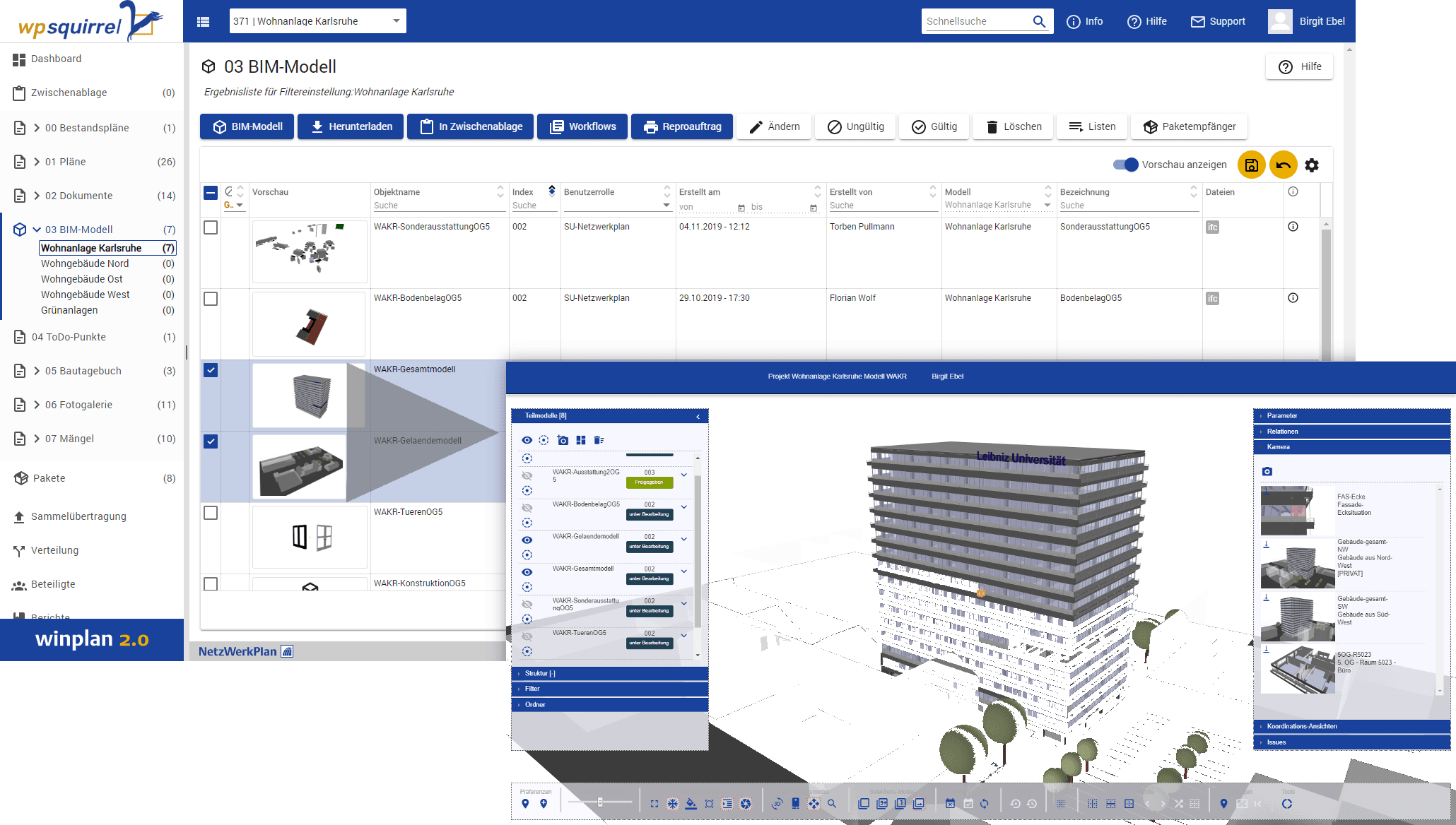 Screenshot BIM Datenmanagement